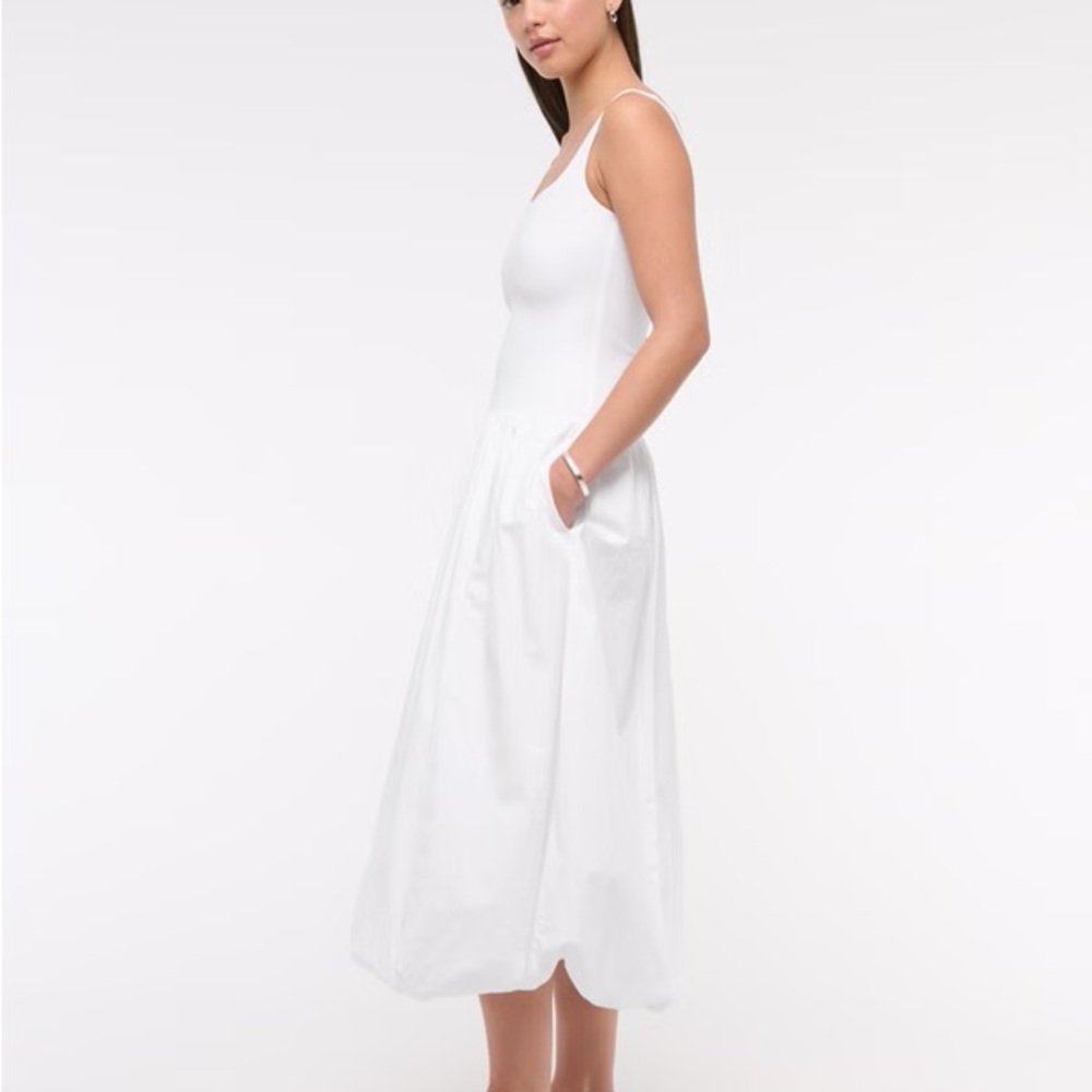 Abercrombie & Fitch Mixed Fabric Bubble Hem Midi Dress Size S - Sold out online! - Picture 4 of 9